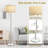 Adjustable Marble Floor Lamp With Pull Chain, Brushed Nickel Finish (Bulbs Not Included)