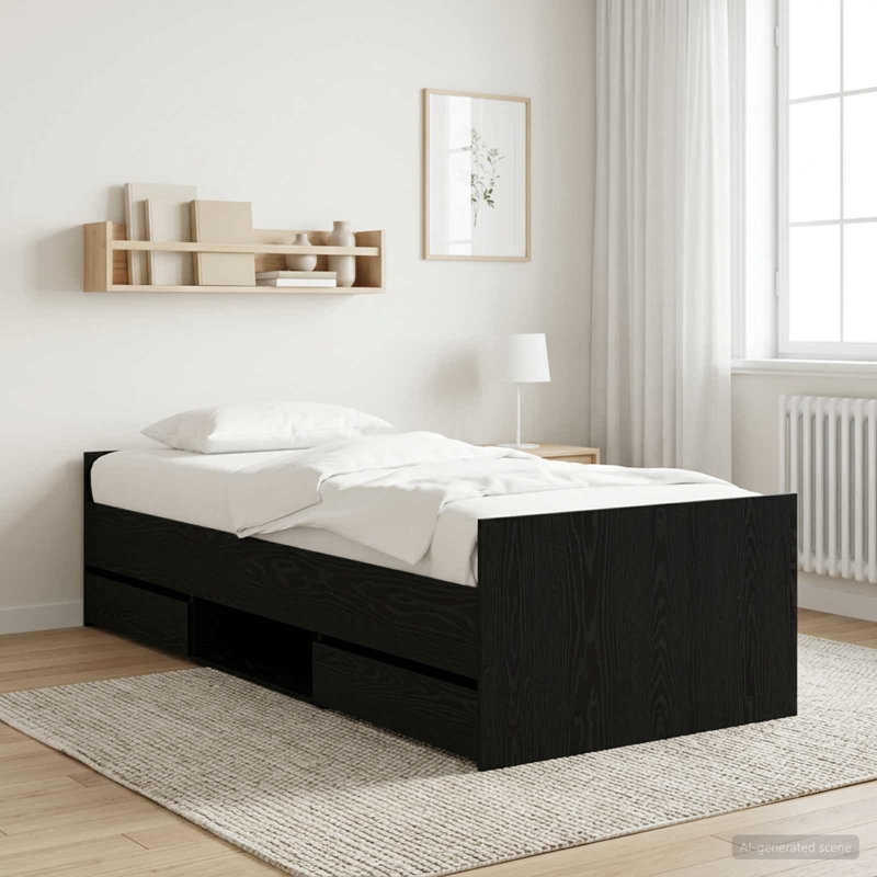 Bed Frame, Black Oak