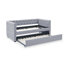 Lit de jour avec couchette rembourrée et capitonnée, avec boutons et clous en cuivre sur accoudoirs carrés, taille simple, gris (85 po x 42,5 po x 31,5 po) (ancien SKU W487S00045)-983420530