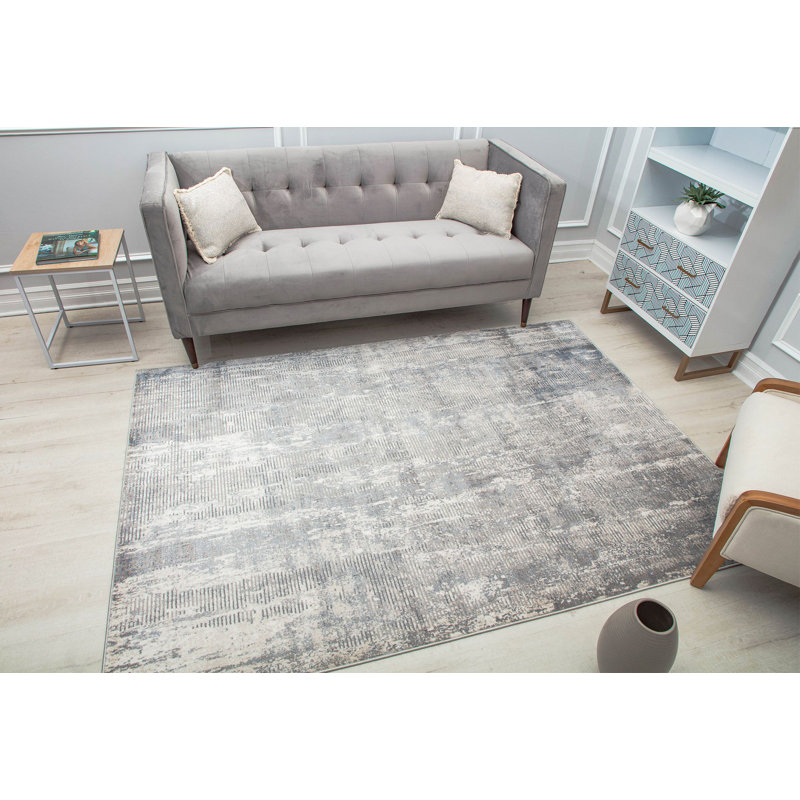 Tapis abstrait gris, 5'3" x 7'0"