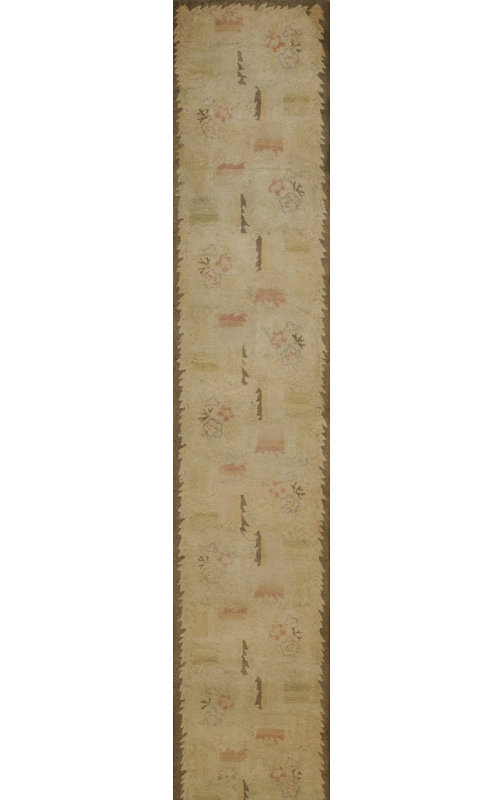 Tapis de couloir étroit vintage rétro Mid Century Ivory
