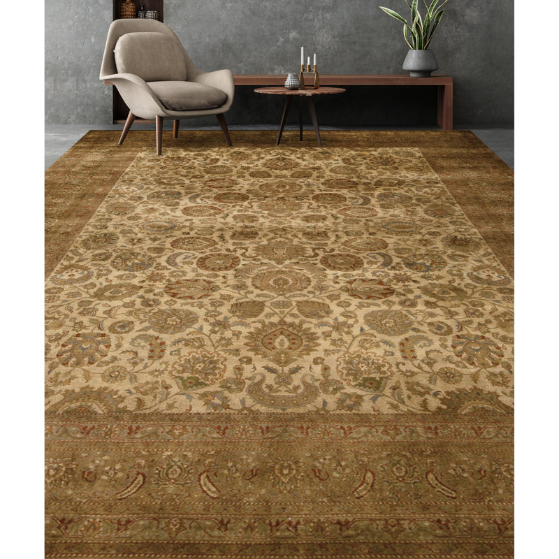 Tapis rectangulaire en laine noué à la main