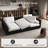 Large Sofa, 35.4 Inches Seat Depth Upholstered 4-Seater Modular Sofa Chaise Lounge, Faux Rabbit Fur Seat Soft Plush Couch With Removable Cushion Cover-1516846249