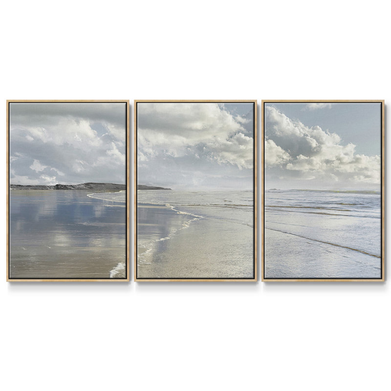 " Infinity Beach " 3 - Pieces, 36" H x 75" W x 2" D, Natural