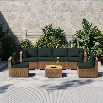 14pcs Outdoor Sectional Cushions Set, Only Cushions, 4" Thick Seat Back Cushion,  Patio Furniture Sofa Replacement Cushions For 6 Seat