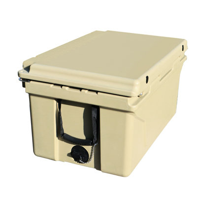 Refroidisseur à bière 65 pte kaki pour le camping, les voyages et la plage - Isolation supérieure, étanchéité, coffre-fort, inhibiteurs, anneau d'étanchéité en caoutchouc robuste pour événements extérieurs, moulé dans des fentes d'arrimage, système de drainage rapide
