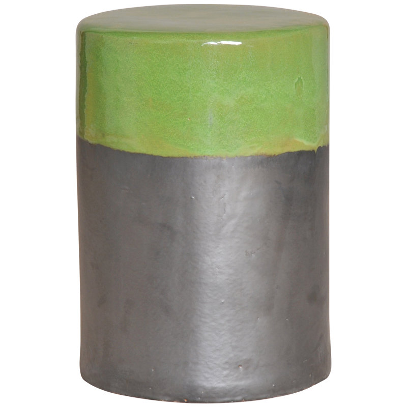 Ceramic Accent Stool, Green/Gray