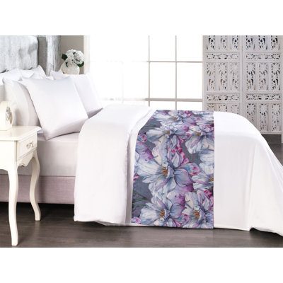 Ambesonne Flowers Bed Scarf Runner Wild Roses Vintage Floral Purpleblue Lilac and Fuchsia
