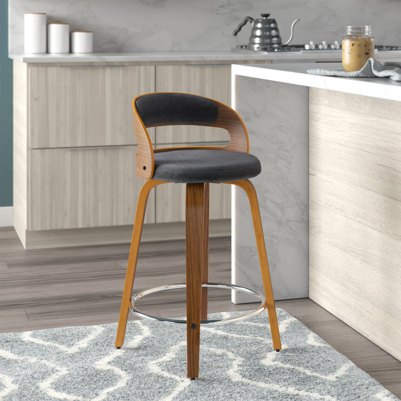 Vanhoy Swivel Counter Height Stool, Charcoal Gray Polyester