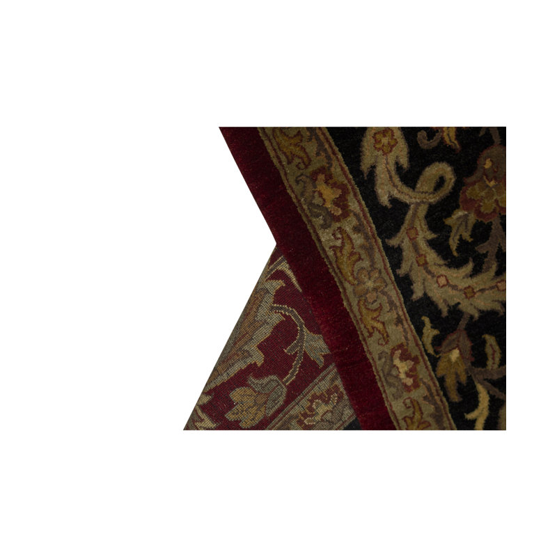 Tapis rouge et noir noué à la main de haute qualité