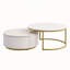 Table basse gigogne ronde moderne avec 2 grands tiroirs pour un rangement élégant et une décoration intérieure élégante, parfaite pour le salon