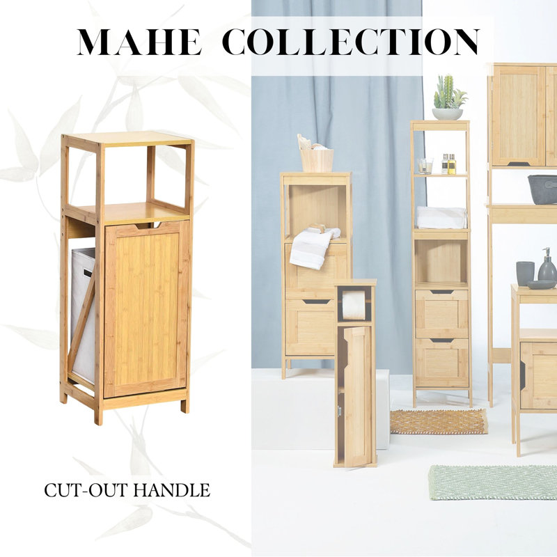 Bamboo Tilt-Out Laundry Hamper with Shelves and Lid