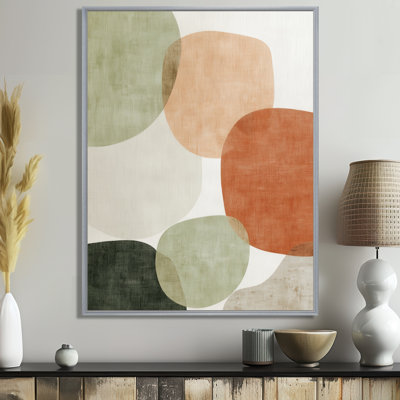 Orange Minimalism With Simple Shapes Of Green - Minimalism Wall Art, Orange Minimalist Canvas Print