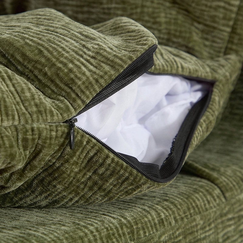 Méridienne à dossier simple avec dossier et canapé entièrement compressé Convient au salon, à la chambre à coucher, en polyester et en vert