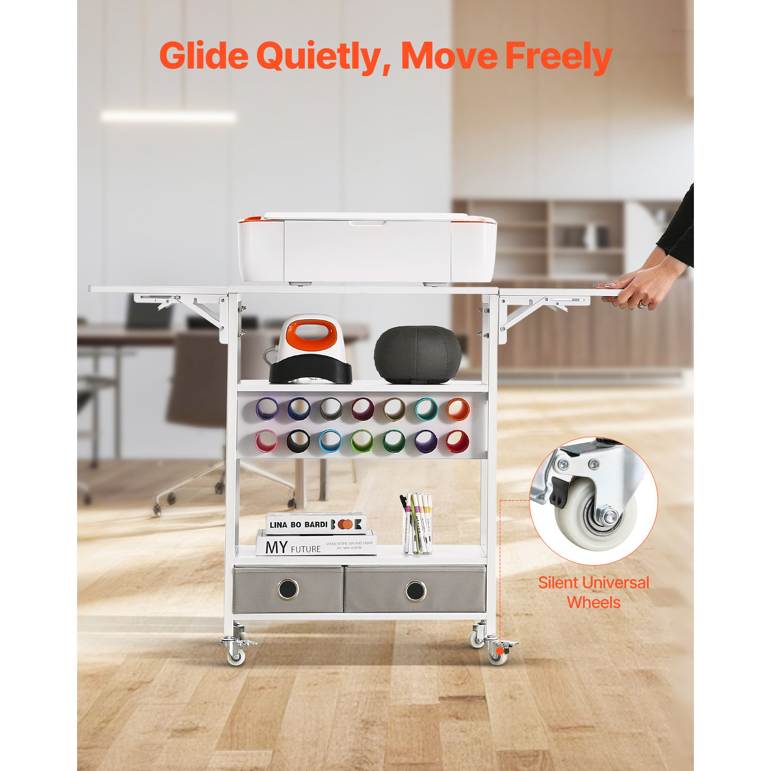 Stellweilan Tessberg Rolling Craft Cart and Storage Table 14 Vinyl Roll ...