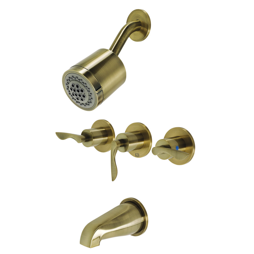 Kingston Brass Serena Triple-Handle Tub and Shower Faucet Kingston Brass 