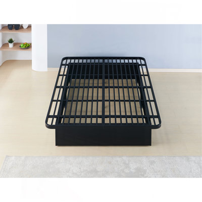 Modern Style Heavy Duty Cal King Size Bed Base Frame Made With Metal In Black