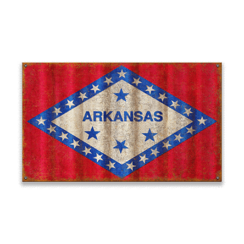 Décoration murale Retro State Pride: drapeau en aluminium vieilli, Arkansas