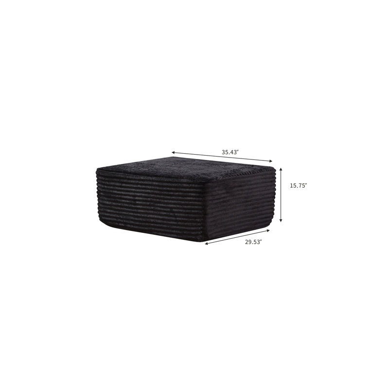 Pouf de sofa, aucun assemblage requis, noir, tissu duveteux