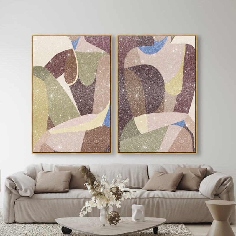 Body Studio Set Abstract Canvas Print by Oliver Gal, Black Frame, 10 x 15, 55" H x 37" W, Gold Floater Frame