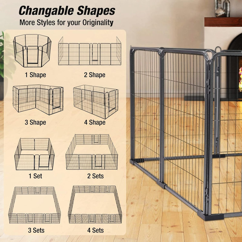 79.5cm Dog Playpen Indoor & Outdoor Foldable Pet Exercise Fence Pen