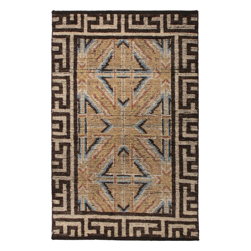 Burano Hand Knotted Wool Geometric Area Rug, Rectangle 5' x 8'
