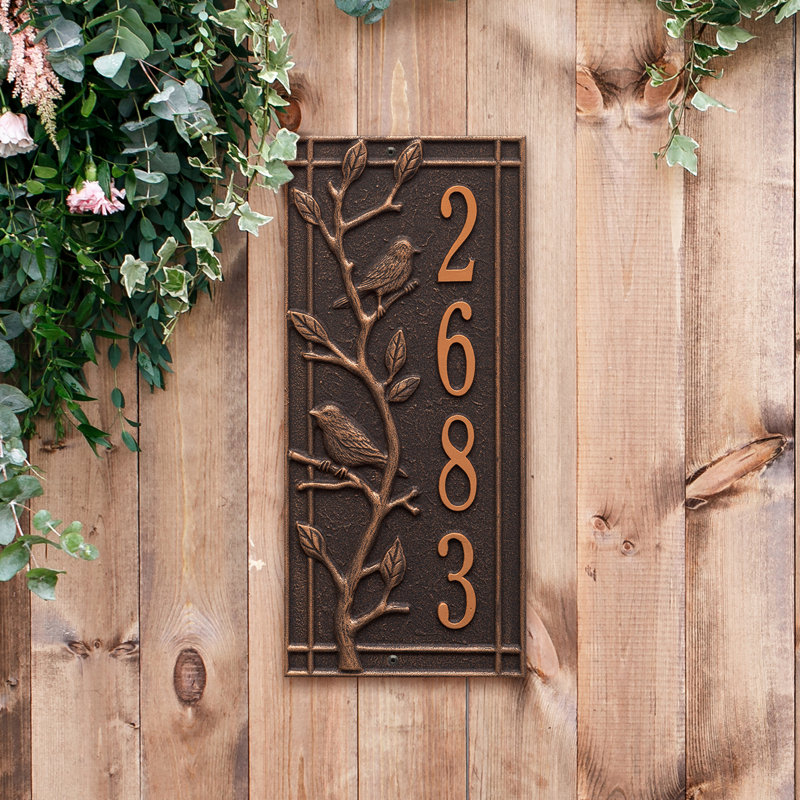 Plaque d'adresse murale1 ligne personnalisée Woodridge, Bronze huilé, Oui