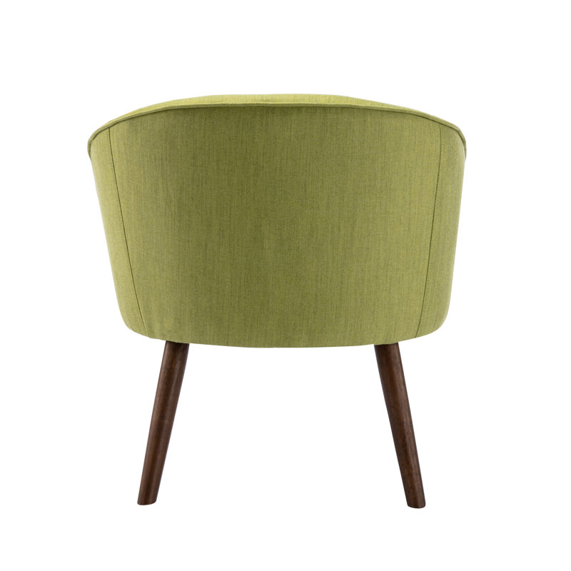 Chaise d'appoint rembourrée en tissu avec pieds en bois d'hévéa Cainan, Sauge