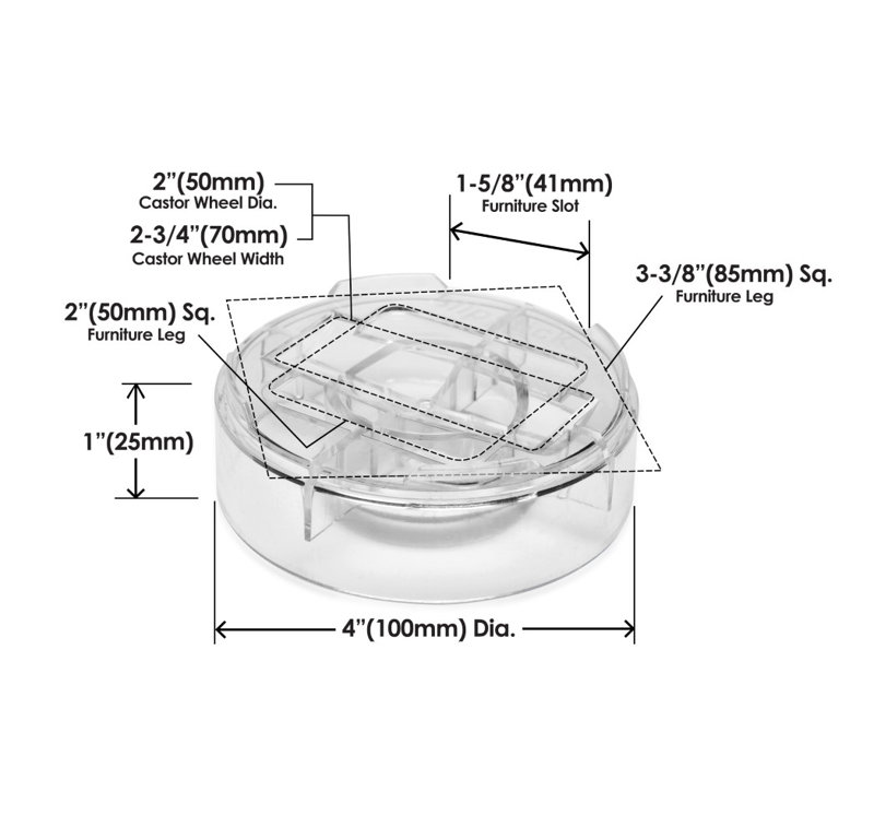 Clear Stackable 1" Furniture Risers with Non-Slip Grippers