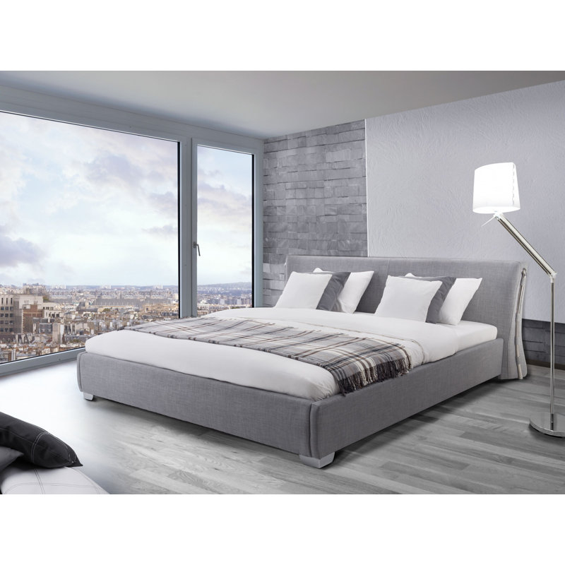 Paris Upholstered Bed, Grey/Brown/Blue, European king (160cm x 200cm)