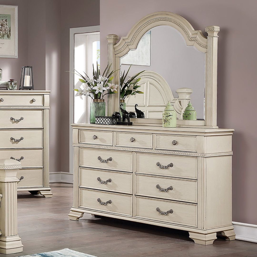 Adames 7 Drawer 62" W Dresser with Mirror Lark Manor™ 