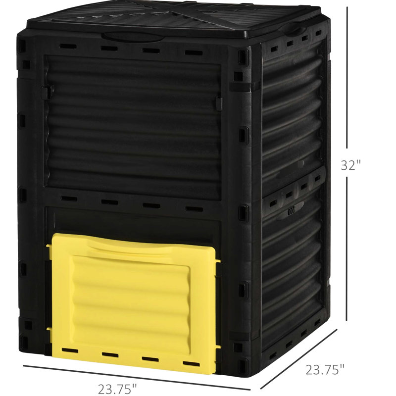 Boîte de compostage de 80 gallons par - Sauver l'environnement Réduire les déchets Bonne aération Installation facile, bac jaune améliorant la santé du sol et la circulation à construire,