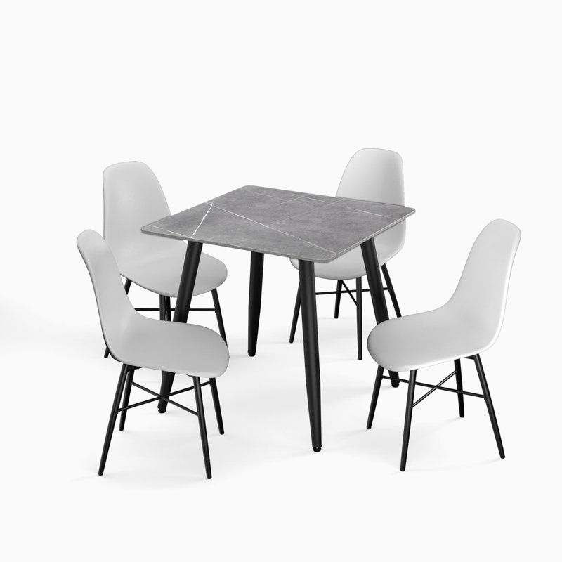 4 -Person Dining Set, Armani Grey, White