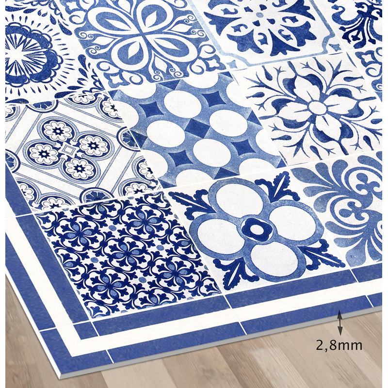 Elliona Vinyl Machine Printed Area Rug, Rectangle 2'7.5" x 9'10.1"