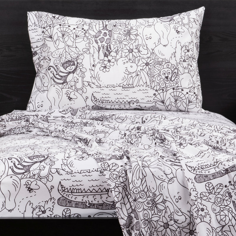 Ensemble de draps en microfibre Jungle Jamboree, Ensemble de draps pour lit double + drap-housse + 