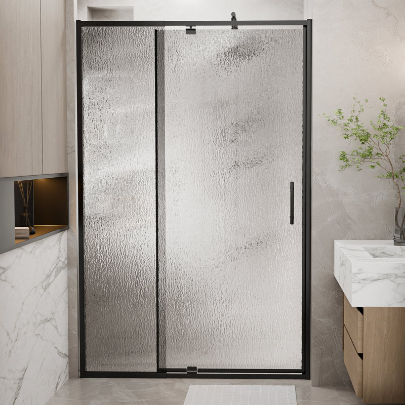 38-42" Wide X 71" High Pivot Framed Shower Door With Rain-Patterned Clear Glass