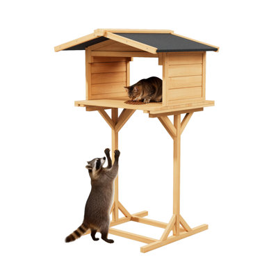Stable Elevated Cat Platform ,waterproof Feral Cat Feeding Station,natural