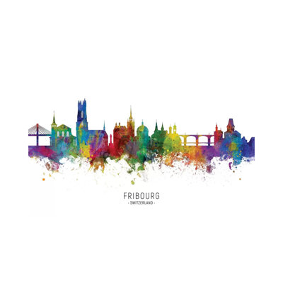 Fribourg Switzerland Skyline by Michael Tompsett - Wrapped Canvas Painting