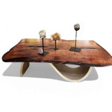 Contemporary Rectangular Natural Mesquite And Wrought Iron