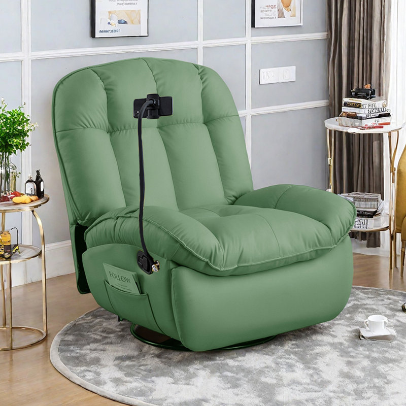 Multi-Functional Single Recliner with Phone Holder, Green