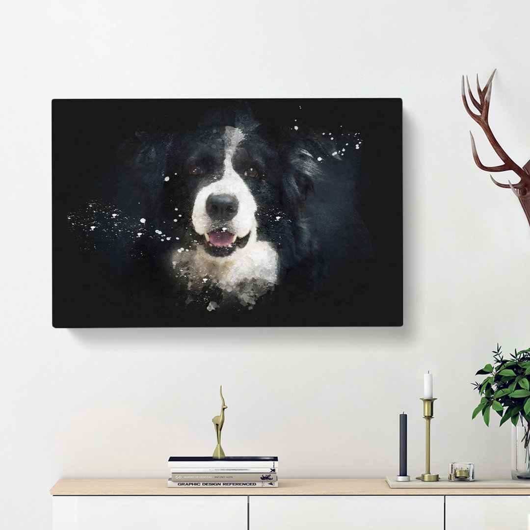 Portrait Of A Border Collie Dog - Wrapped Canvas