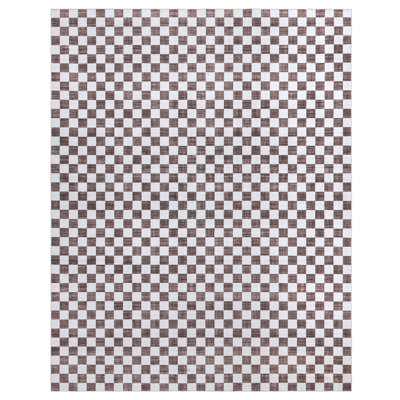Gertmenian Crystal Print Checkered Modern Contemporary Beige Brown Cream Washable Flat Pile Indoor Area Rug