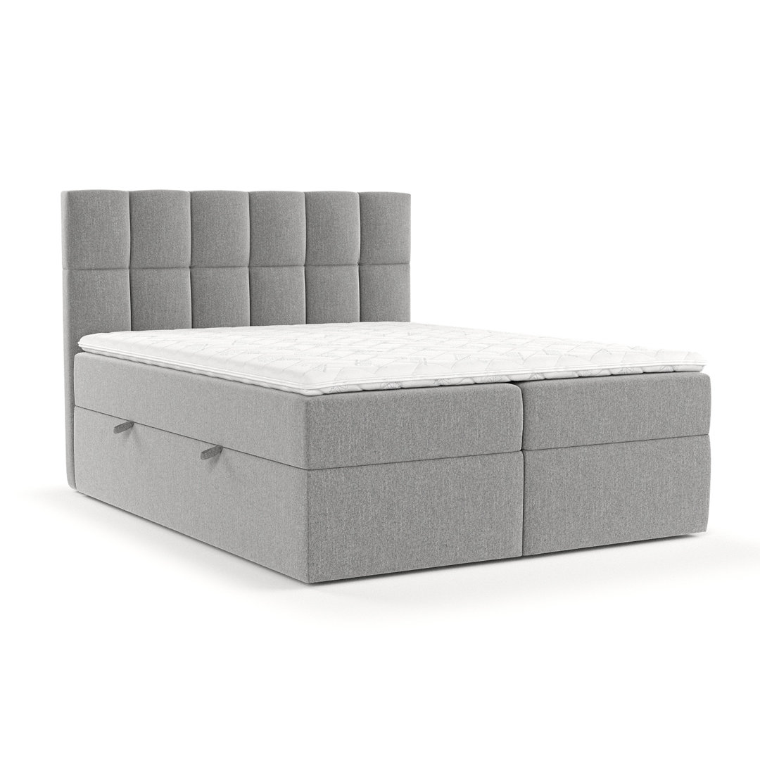 Boxspringbett Nashell mit Stauraum, Matratze und Topper