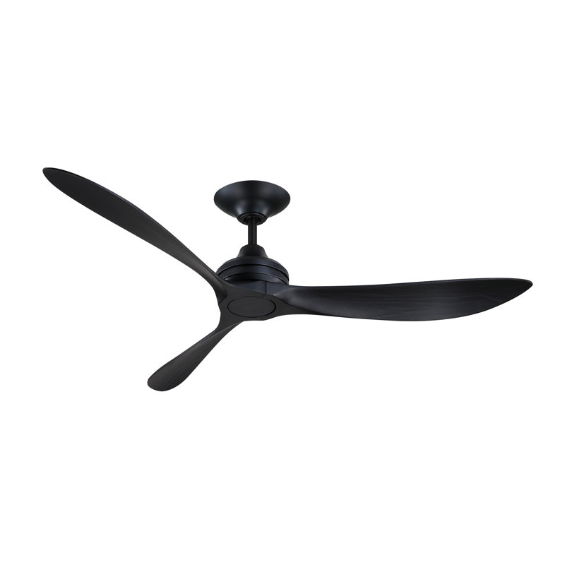 Aviara 60 inch Indoor/Outdoor Ceiling Fan with LED CCT Select Light Kit - Black with Black blades, Matte Black, Matte Black