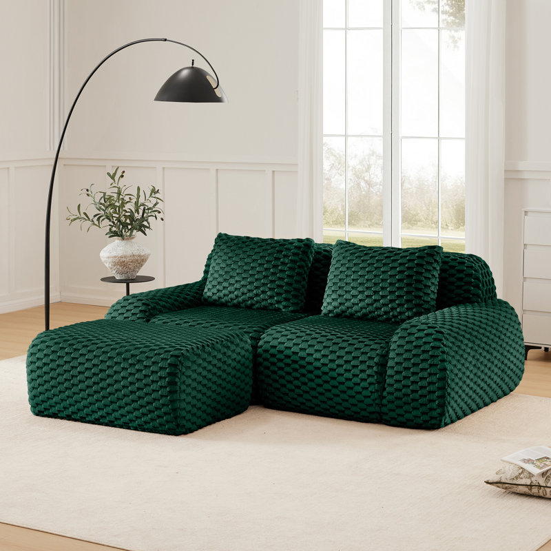 Boneless 82" Modern L-Shaped Modular Sectional Sofa for Living Room,Flannelette Fabric,Oversized 2-Seater Couch,boneless sofa ,Movable Ottoman,Buckle connection,Anti-slip Design,No Assembly