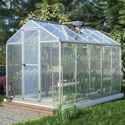 Aoodor Aluminum Walk-In Greenhouse with Polycarbonate Panels