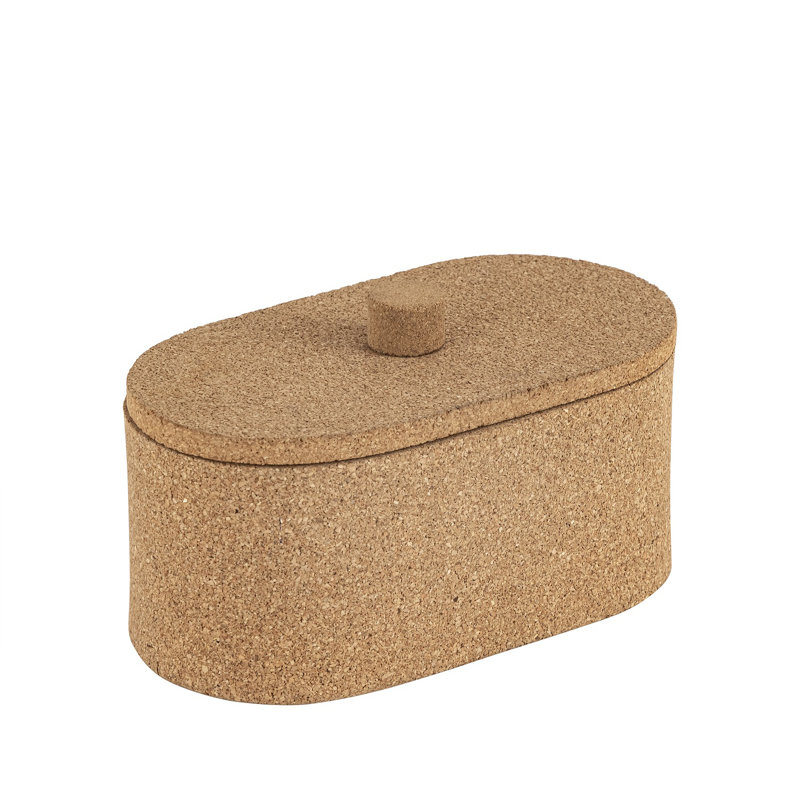 Boîte ovale en liège, H 5,25 po x l 5,25 po x P 9,5 po
