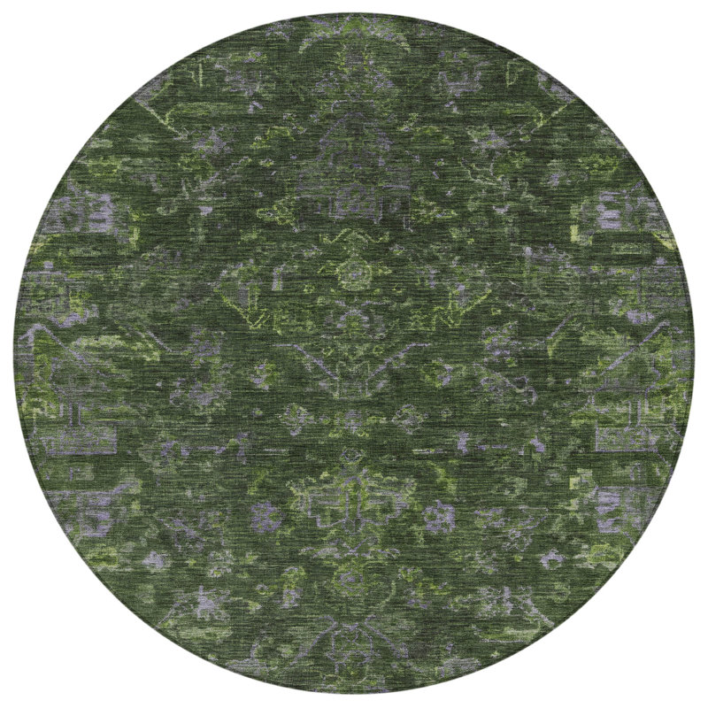Machine Washable Indoor/Outdoor Chantille ACN2322 Global Rug, Round 8'