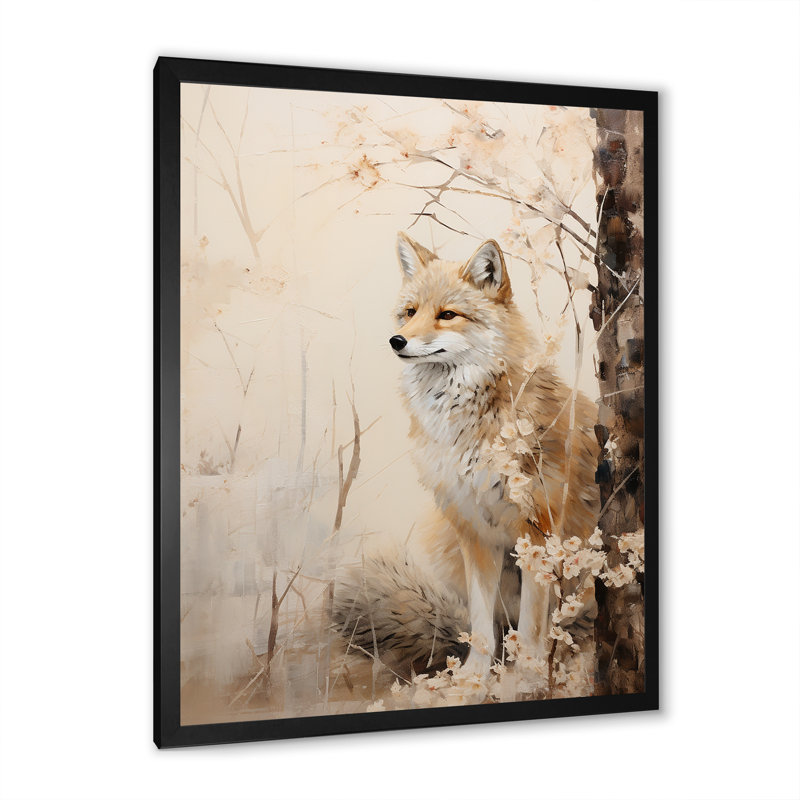 Minimal Wolf in Forest - reproduction sur toile, Cadre photo noir simple, H 40 po x l 30 po x P 1,5 po