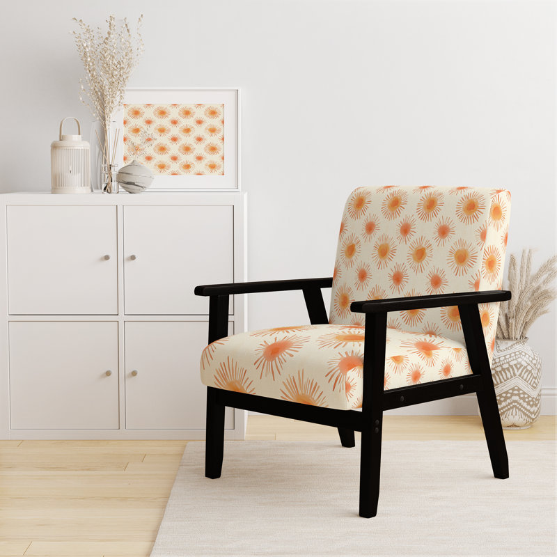 Chaise d'appoint Starburst - chaise avec accoudoirs boho sun minimal orange, Accoudoirs carrés noirs